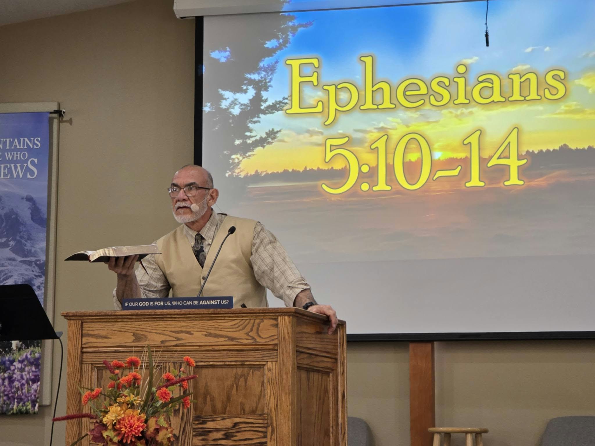 Bible teaching from an open Bible at Bonanza Community Church