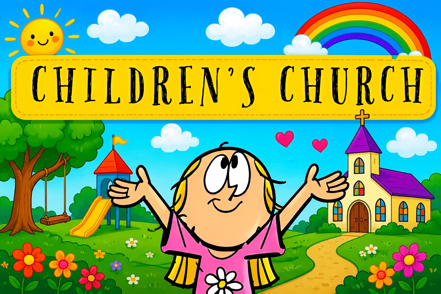 Colorful Children's Church illustration