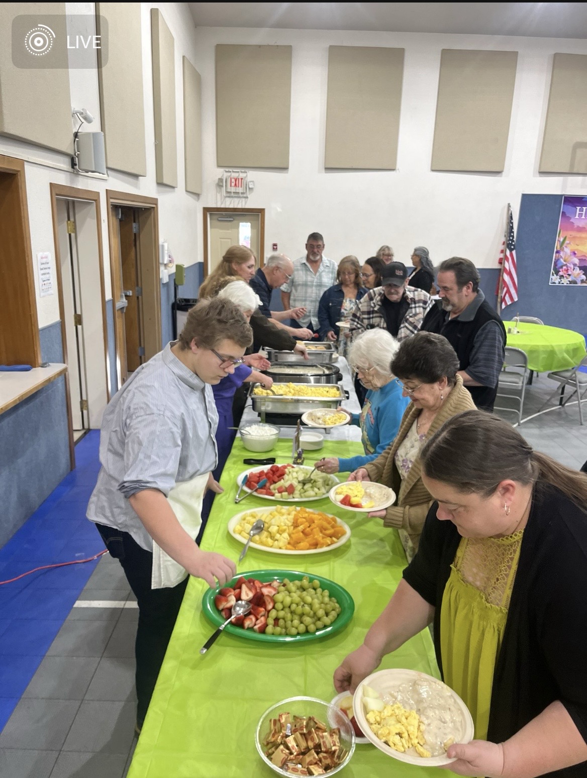 Church family sharing a fellowship meal